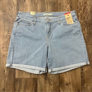 Levi's Mid Length Hypersoft Stretchy Shorts Women's Size 16 W Blue Denim